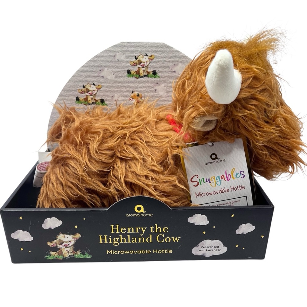 NWT Aroma Home Snuggable Highland Cow Hottie